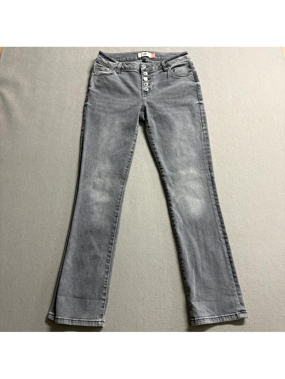 Cabi Button Fly Straight Jeans Womens Size 4 Gray Denim Stretch Pants Style 4520